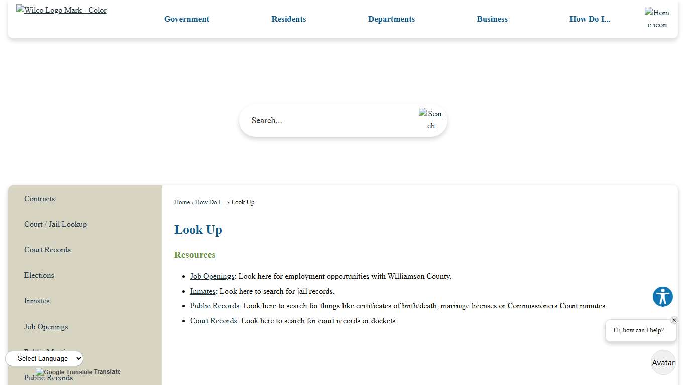 Look Up | Williamson County, TX